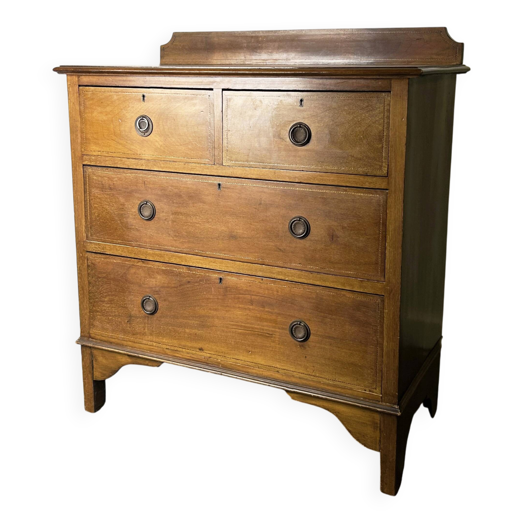 Antique Edwardian inlaid mahogany 5 drawer chest c.1900