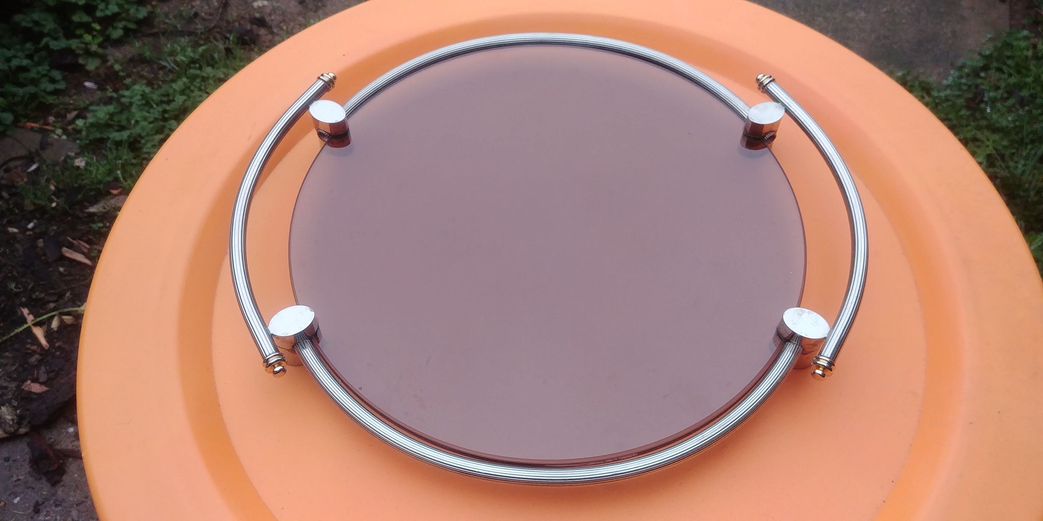 Vintage top of the 70s / 80s in glass and brass support neo classic style