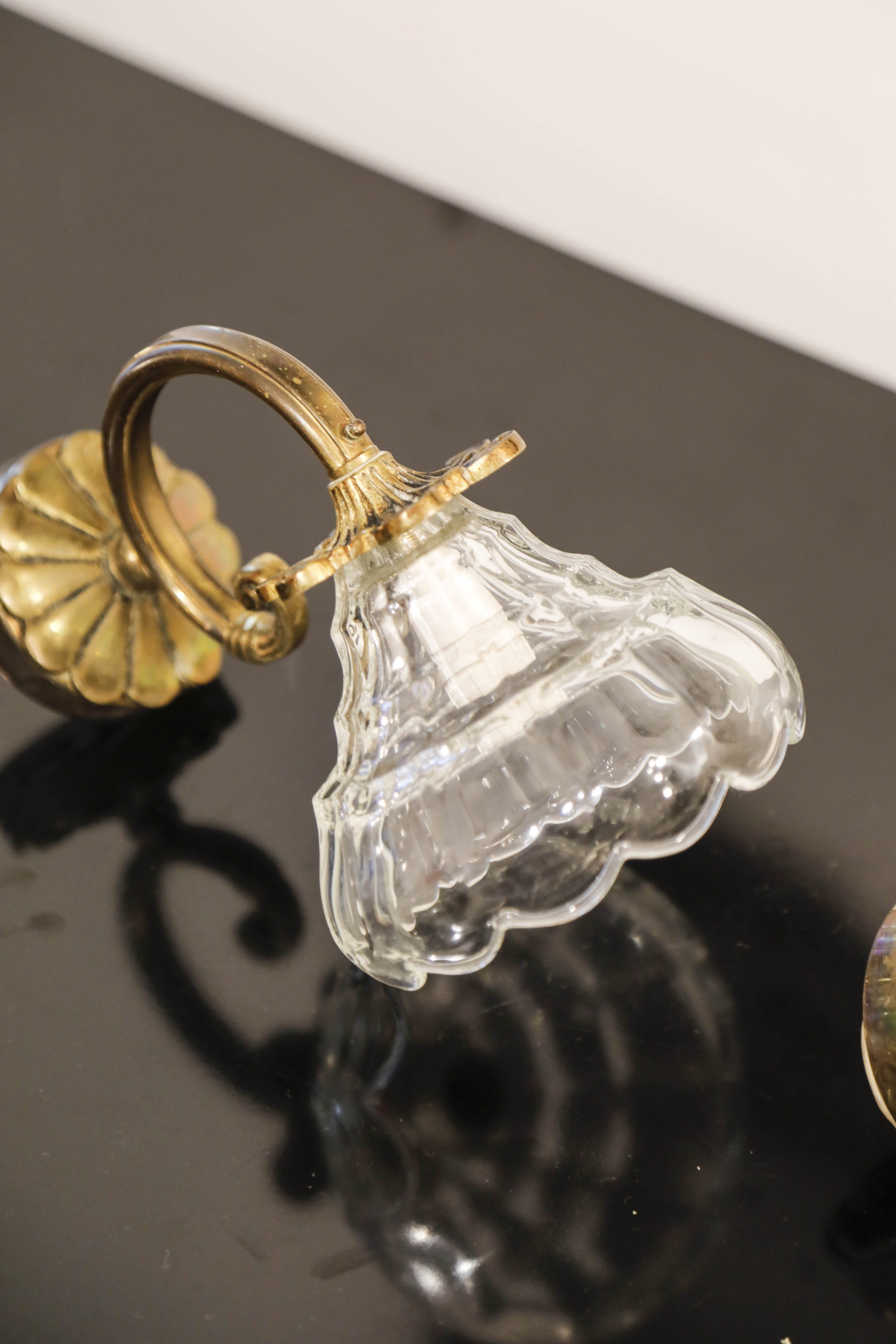 Pair wall light Murano faceted glass