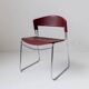 Chaise de salle à manger vintage des années 1980 par Paolo Favaretto pour Assisa, empilable, design Italie 1986 - chrome et plastique rouge - classique du design