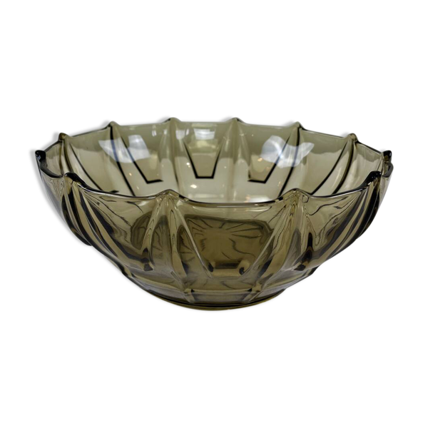 Saladier Art déco en verre fumé