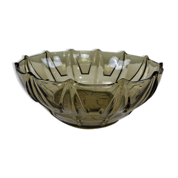 Smoked glass Art Deco salad bowl