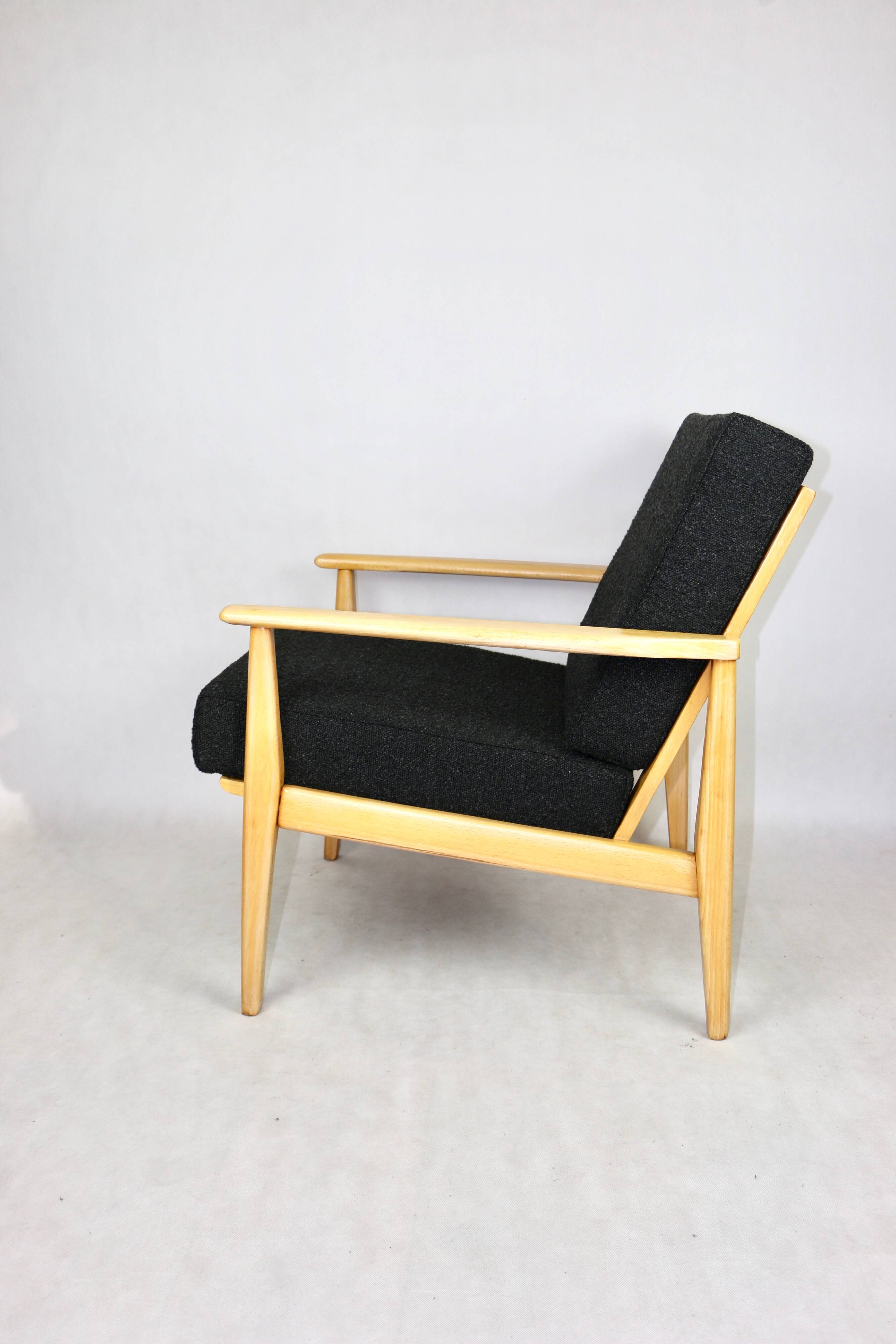 Fauteuil boucle noir danois, 1970s