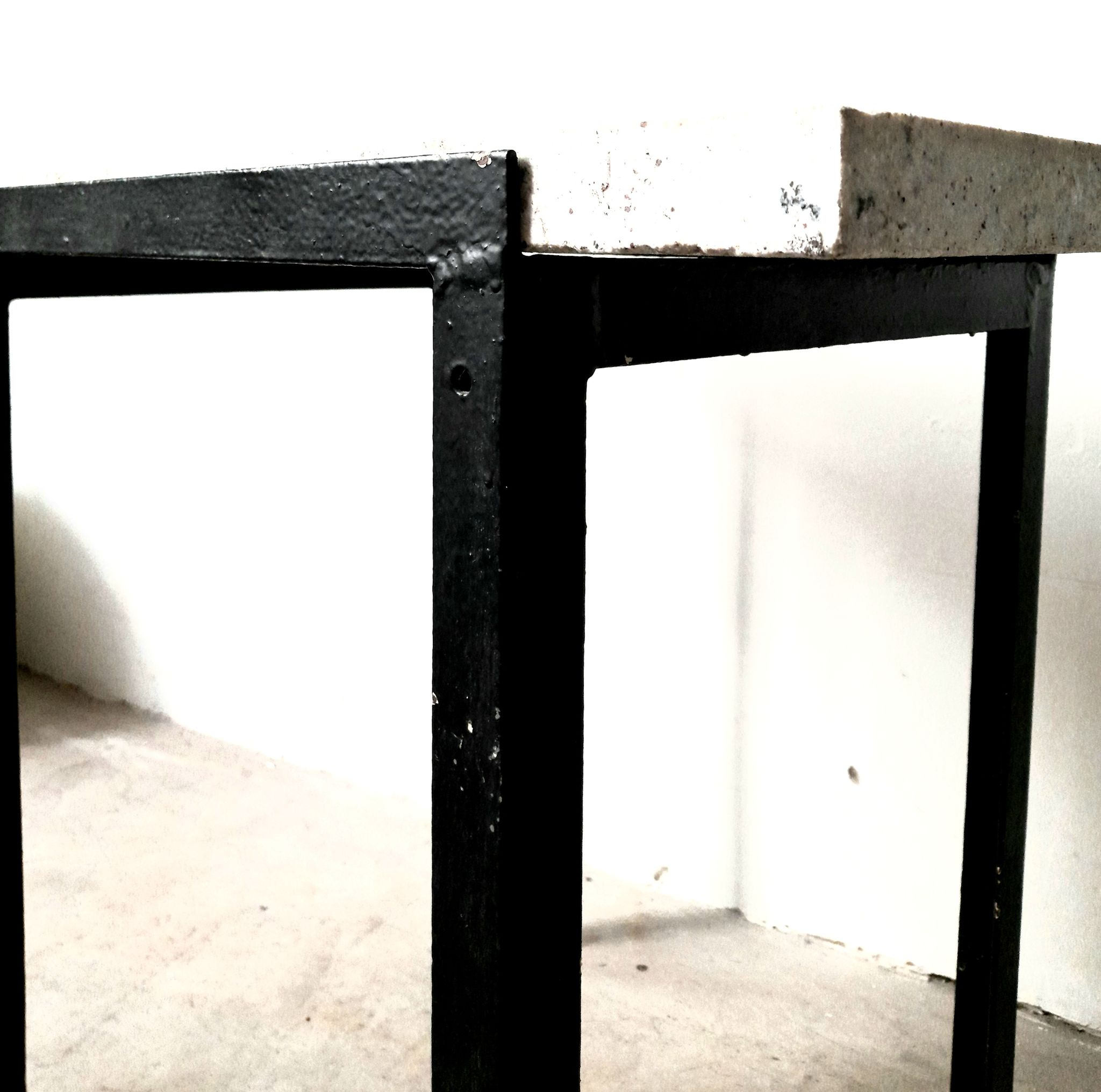 Side console table - Steel and marble - Vintage of the 50s