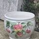 White glazed ceramic pot cover slurry vintage fruit