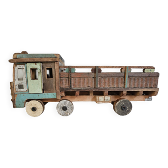 Indian tata truck handmade in polychrome wood