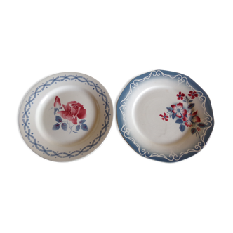 Set of 2 mismatched plates Digouin Sarreguemines
