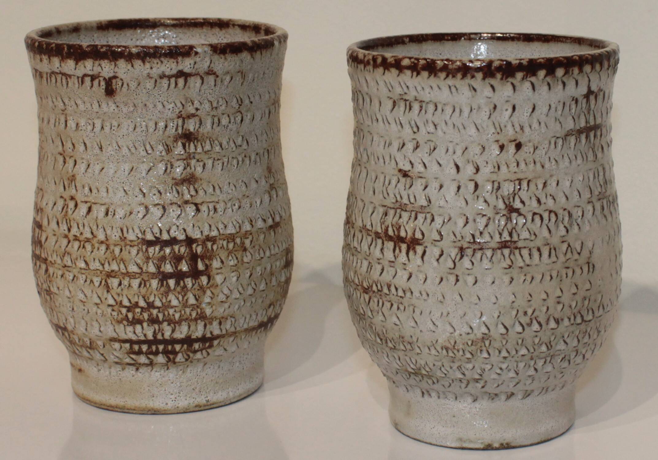 Pair of vintage Accolay ceramic vases signed