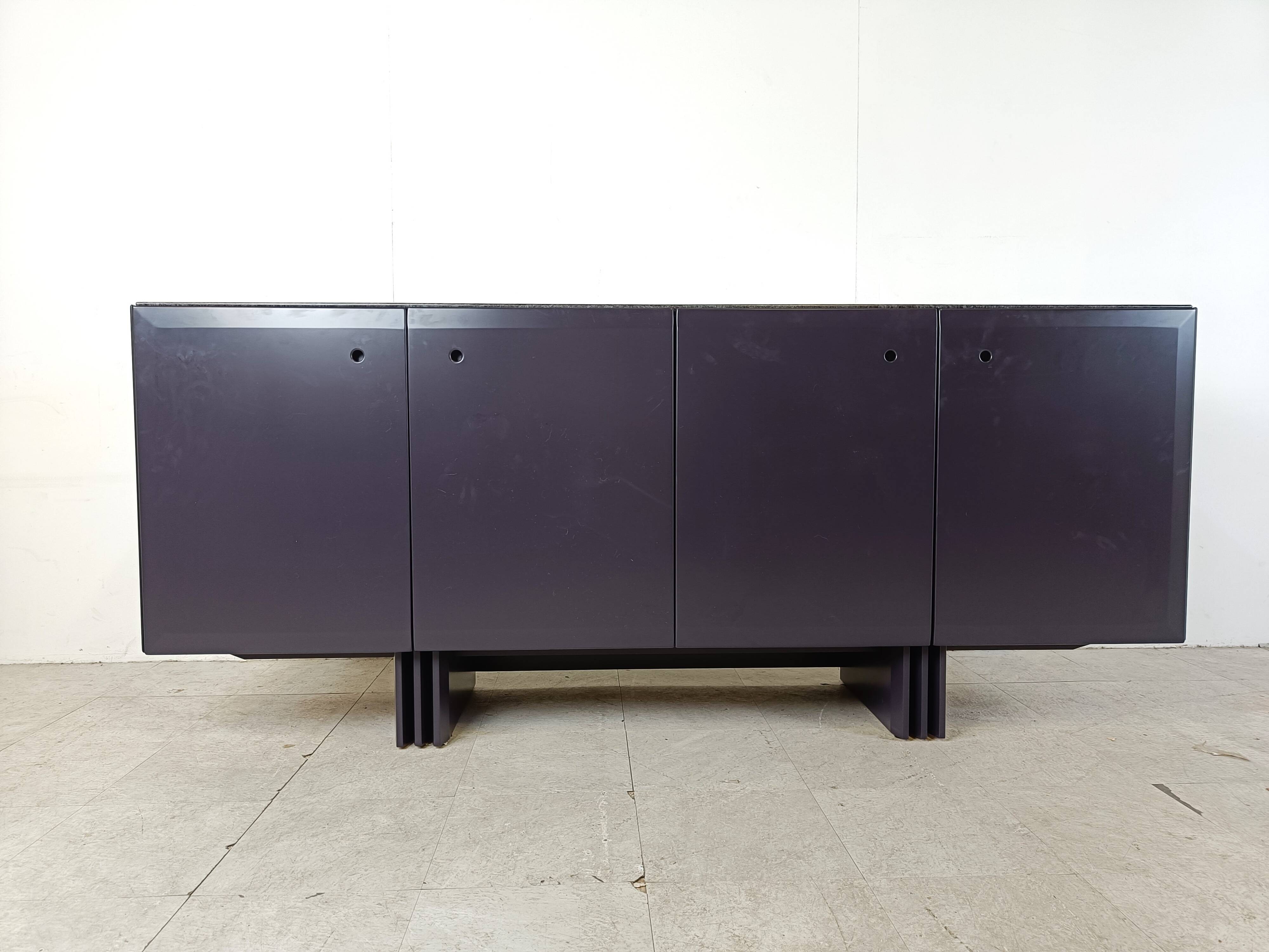 Vintage dark blue sideboard, 1980s