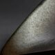 Antonio Lampecco shuttle vase, glazed grey-green ceramic, signed.