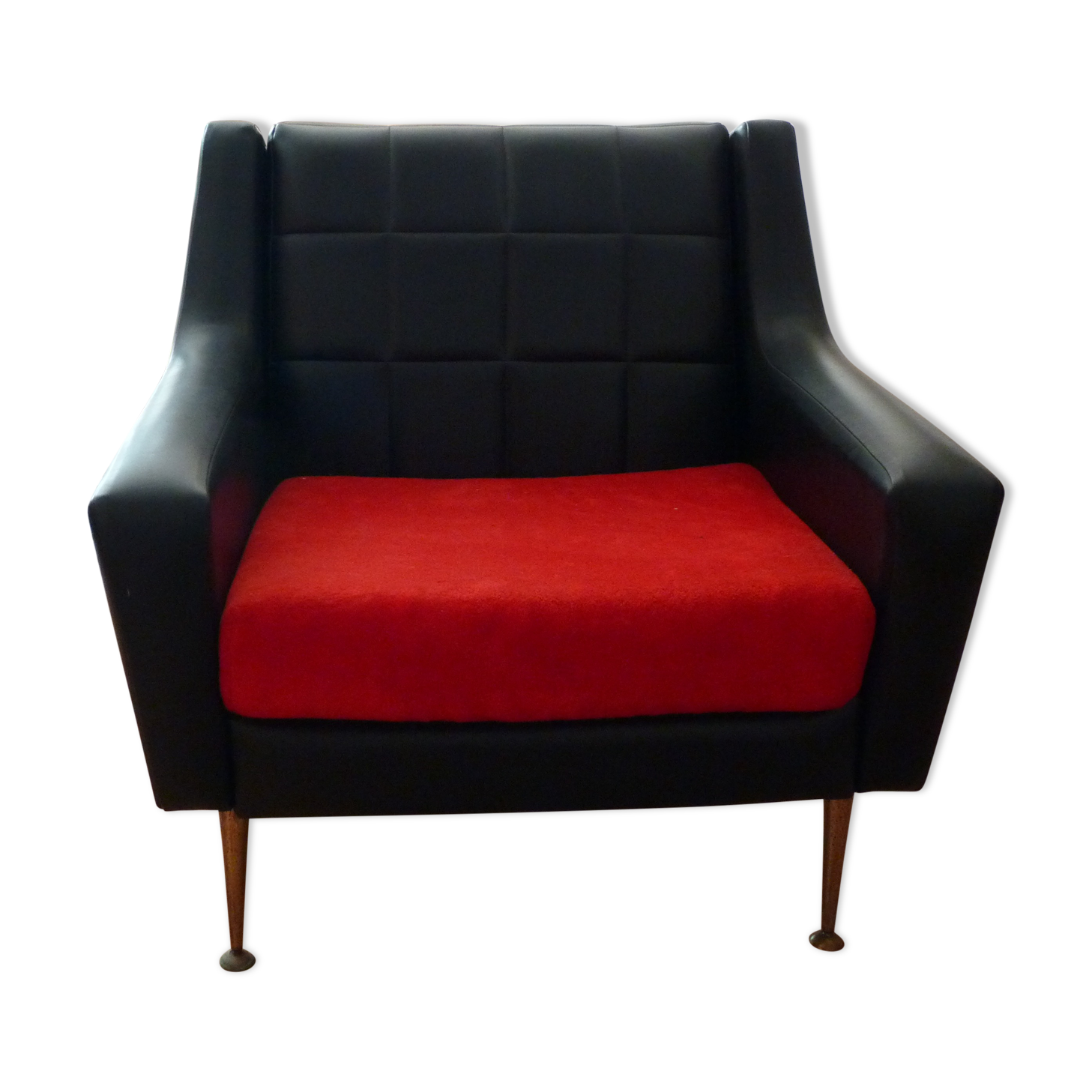 Armchair in skaï and velvet