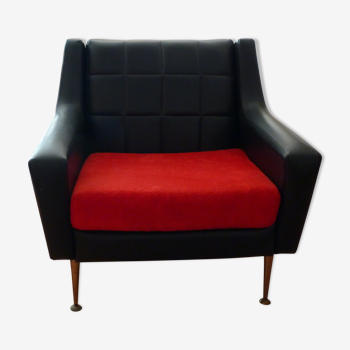 Armchair in skaï and velvet