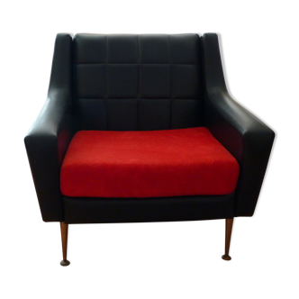 Armchair in skaï and velvet