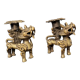Old pair of candlesticks dog fô bronze