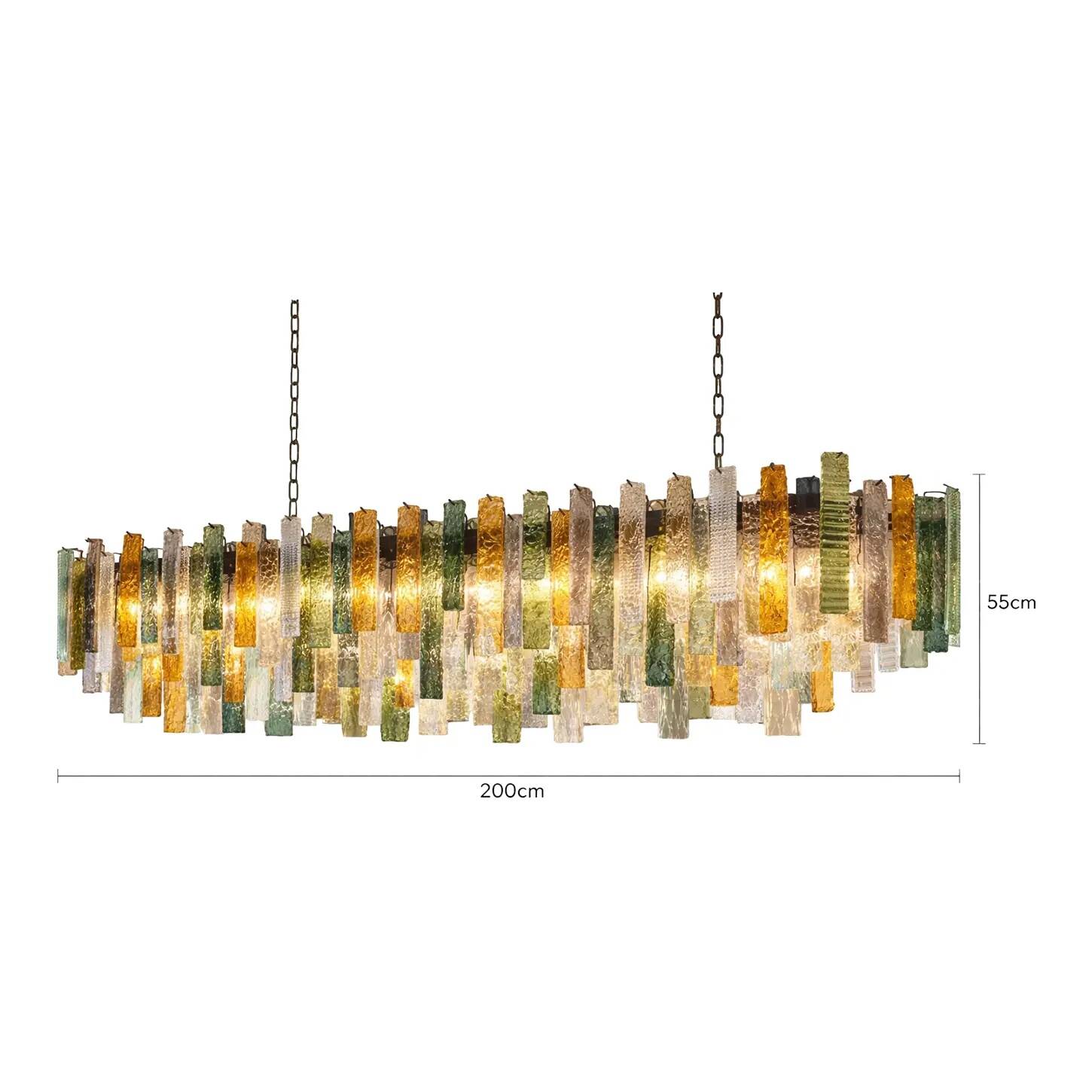 Grand lustre en verre de Murano avec des bandes rectangulaires