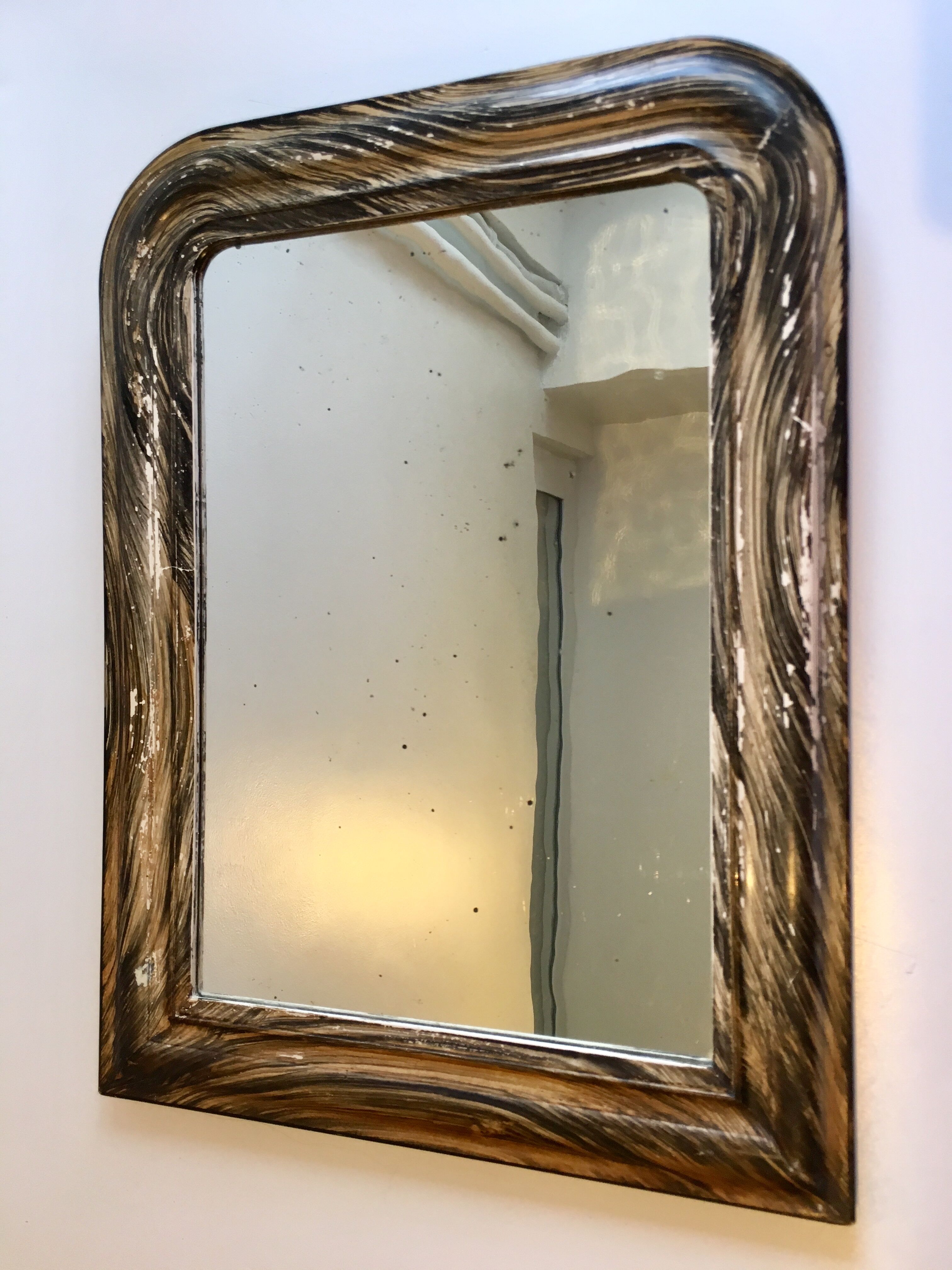 Blackened wood mirror patina effect 50x38cm
