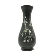 Oriental vase, black lacquer, mother-of-pearl inlay, Japan, 1950s