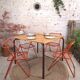 Table carree en bois metal