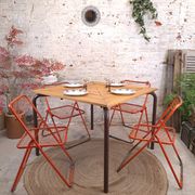 Table carree en bois metal