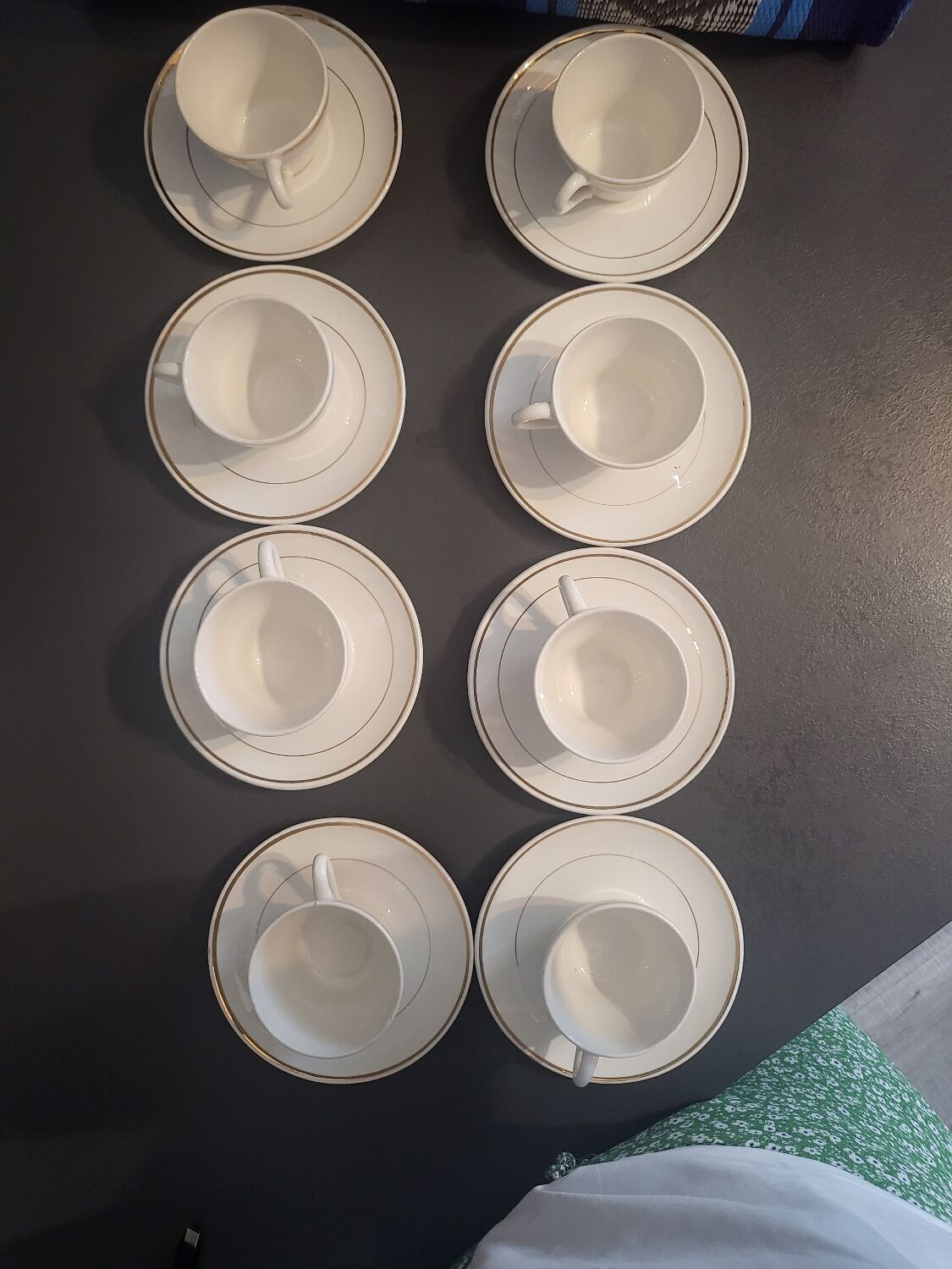 8 Gien cups and 8 saucers