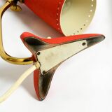 Paire de lampes de table Diabolo en forme de patte de corbeau rouges de style Mid Century Modern de Cosack.