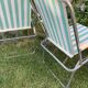 Paire de fauteuils de camping vintage rayés vert et blanc