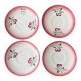 4 assiettes à dessert Longwy vintage en faïence grand feu