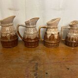Set of 3 Barrel-Shaped Pitchers in the RÉVOL Style, Vintage Flamed Ceramic