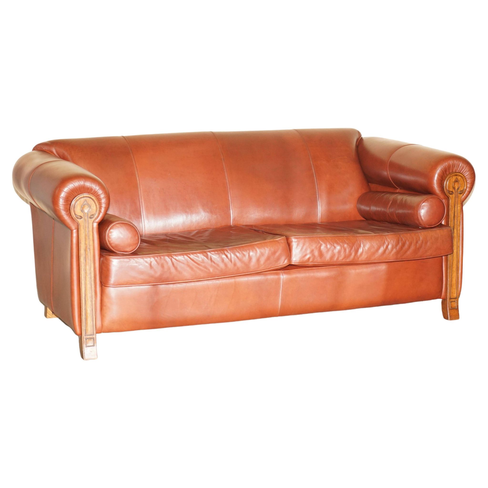 Vintage leather canapé in Art Nouveau style
