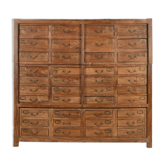 Antique teak storage cabinet with 40 drawers