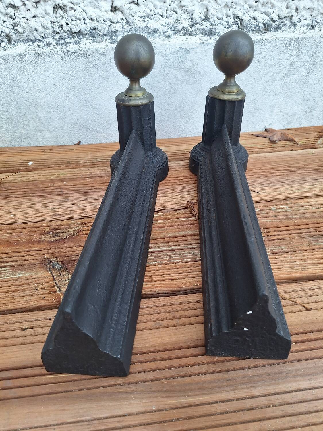 Napoleon III Cast Iron and Brass Andirons