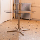 Seventies glass and chrome dining table