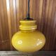 Old Yellow Opaline Pendant Light White Interior 1970s Vintage #A380