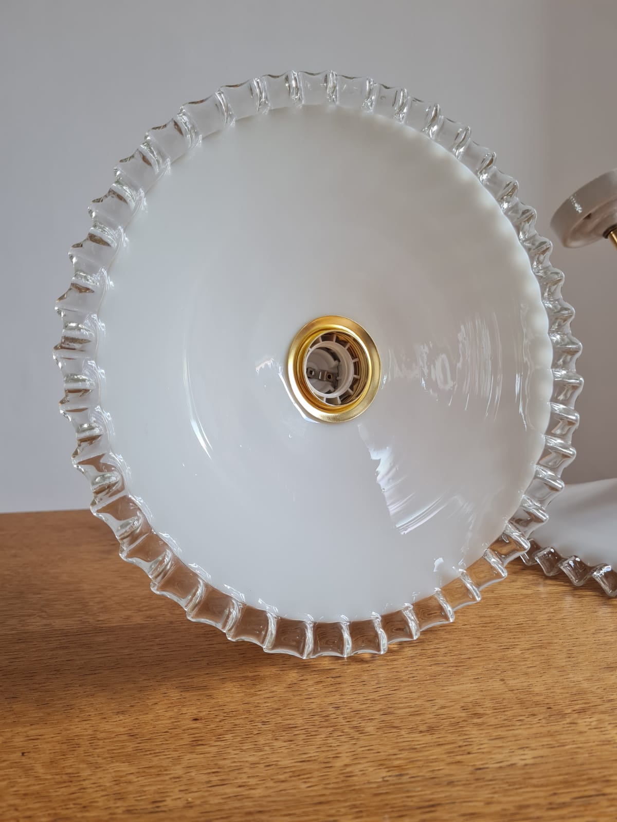 Pair of opaline wall lamps