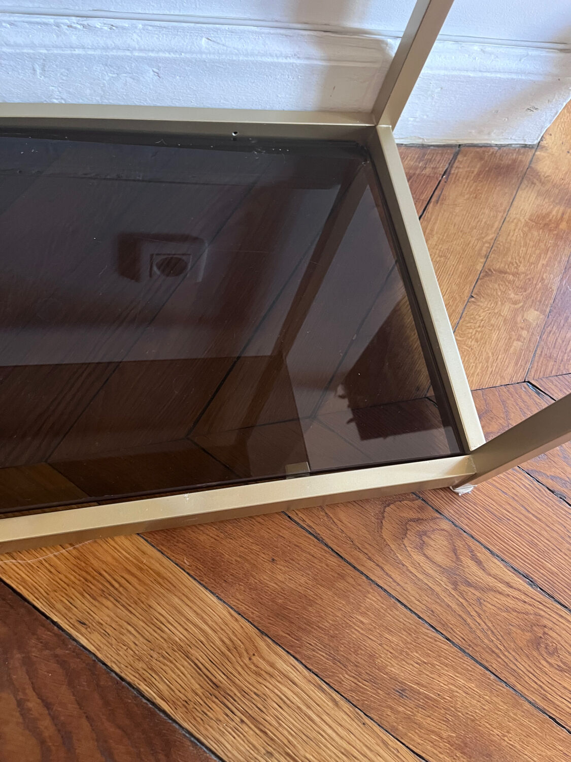 Vintage Ligne Roset Smoked Glass & Metal Shelving Unit (1980s) moo