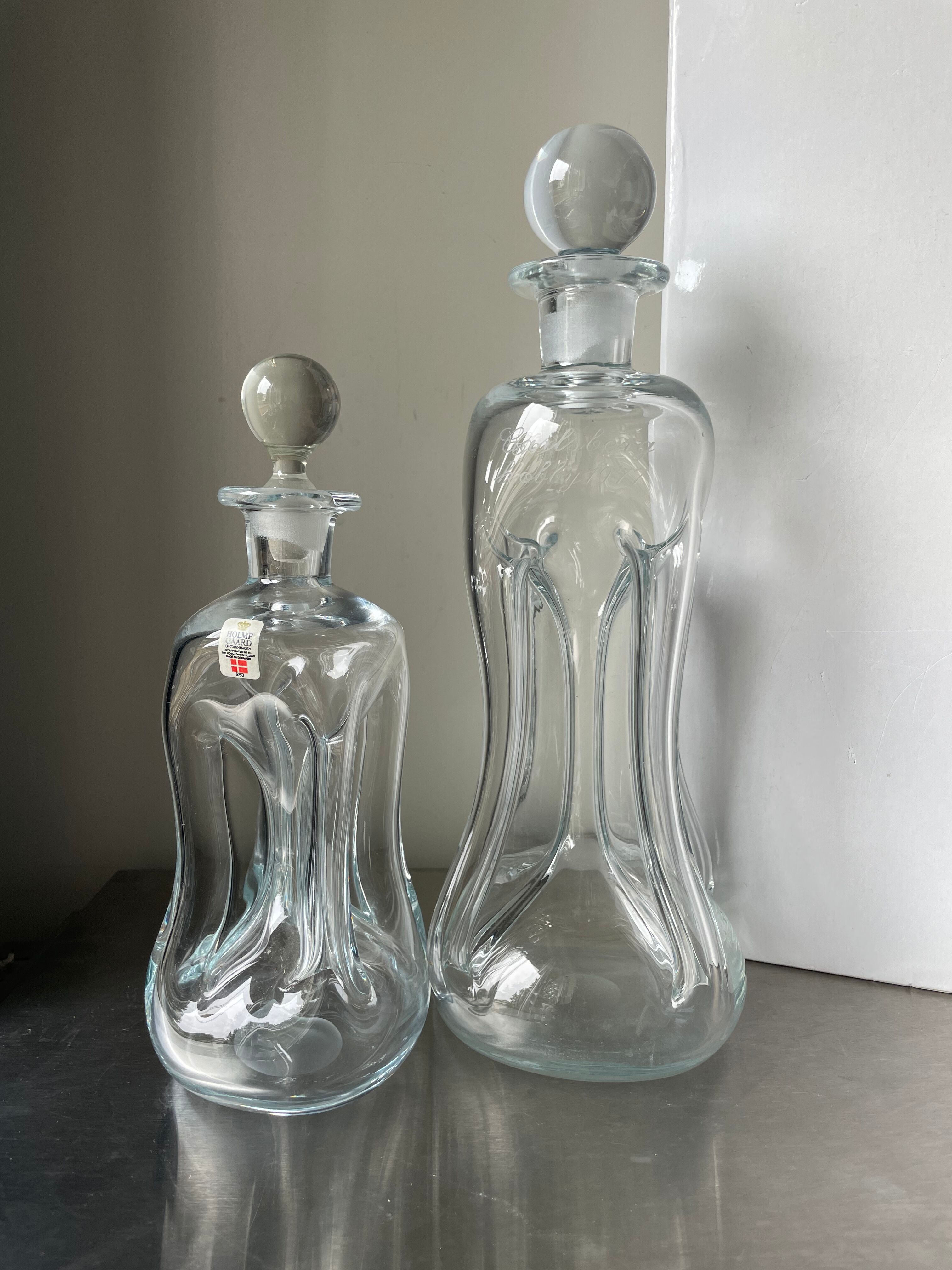 Holmegaatd set of 2 Decanters XL & L sizes Vintage