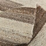 Grey & Beige Handwoven Large Kilim Rug, Turkish Wool Kilim Rug, 322x388 Cm