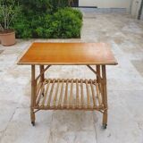 Wheeled rattan dessert trolley