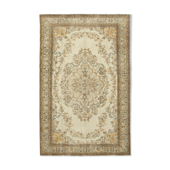 Tapis beige anatolien unique tissé à la main 182 cm x 291 cm