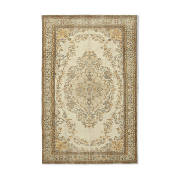 Tapis beige anatolien unique tissé à la main 182 cm x 291 cm