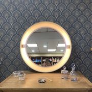 Vintage round luminous and pivoting spage age mirror by Allibert, circa 1970
