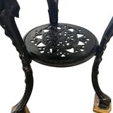 Table bistrot ronde française vintage avec cadre en fonte