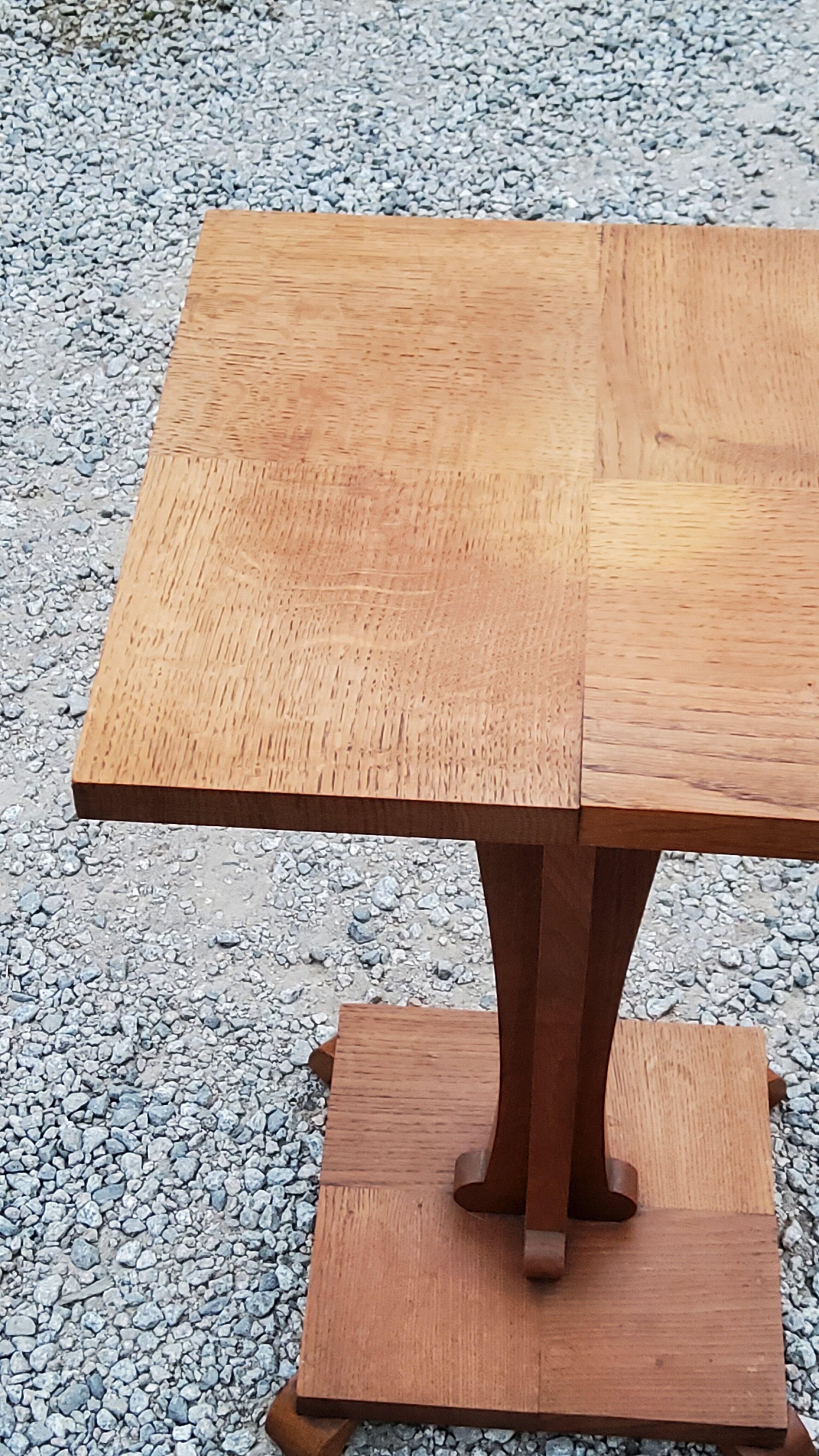 Side table pedestal table of the 50s in solid oak