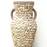 Terracotta and shell jar with handles for the terrace