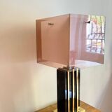 Lamp with chrome-plated brass structure and methacrylate shade designed by Romeo