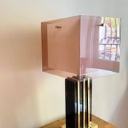 Lamp with chrome-plated brass structure and methacrylate shade designed by Romeo