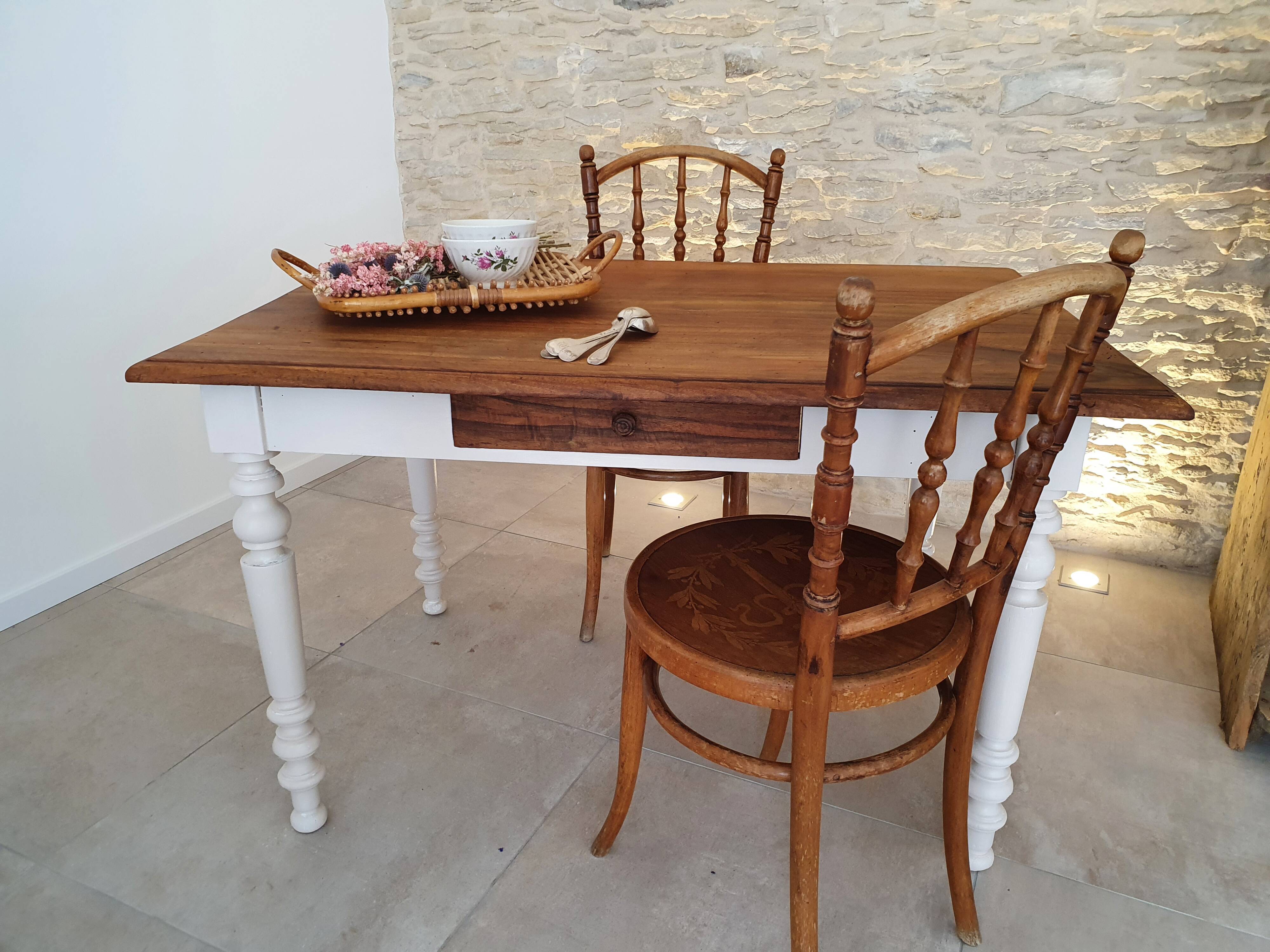 Farm table feet turned