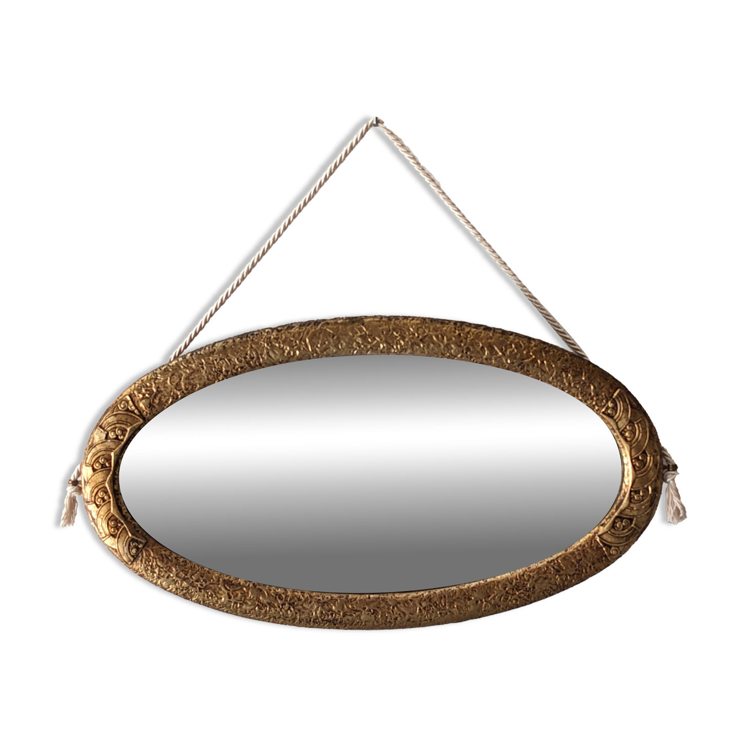 Art Deco gilded wood oval mirror circa 1920