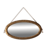 Art Deco gilded wood oval mirror circa 1920