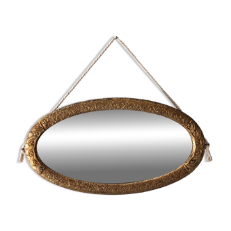 Miroir ovale en bois doré Art déco vers 1920